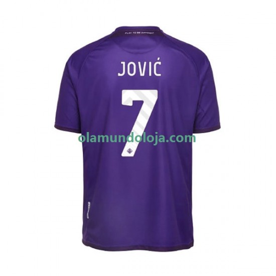 Camisola ACF Fiorentina Jovic 7 Homem Equipamento Primeiro 2022-2023 Manga Curta